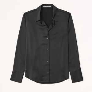 Abercrombie Long-Sleeve Satin Button-Up Shirt
